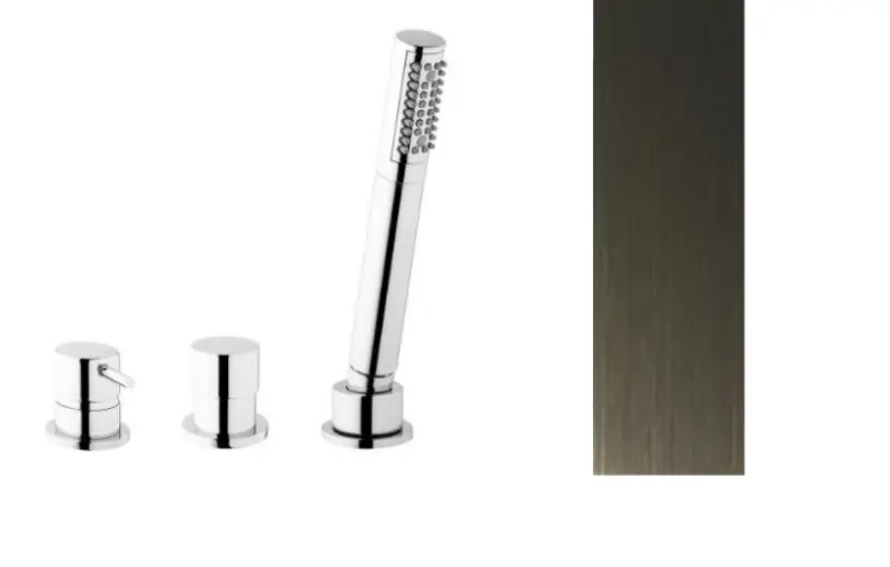 Waterevolution Flow Mitigeur de bain 3 trous pour montage sur gorge PVD Gun Metal T138GME