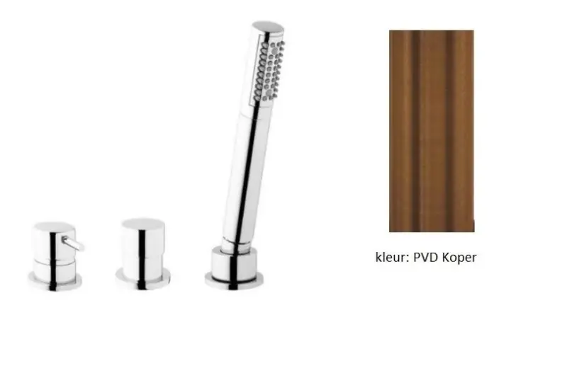 Waterevolution Flow Mitigeur de bain 3 trous pour montage sur gorge PVD cuivre brossé T138CPE