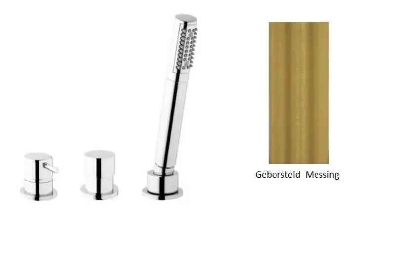 Waterevolution Flow Mitigeur de bain 3 trous pour montage sur le bord de la baignoire Laiton brossé naturel T138SBLE