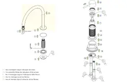 Waterevolution Flow robinet de lavabo 2 trous avec bec haut U 213mm Doré clair T1122UWGE