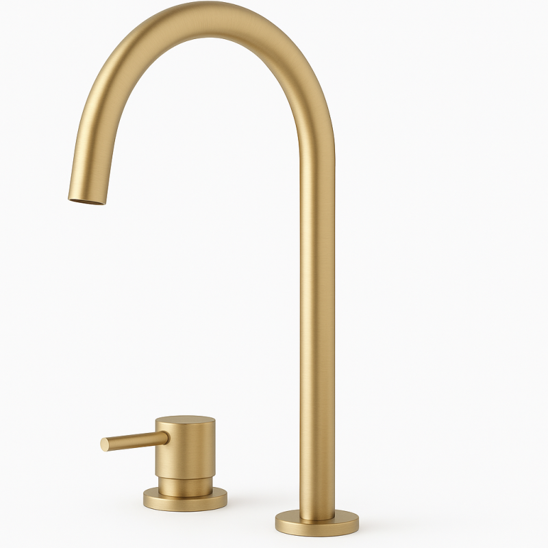 Robinet de lavabo Waterevolution Flow à 2 trous avec bec haut 200 mm Light Gold T1122UWGE