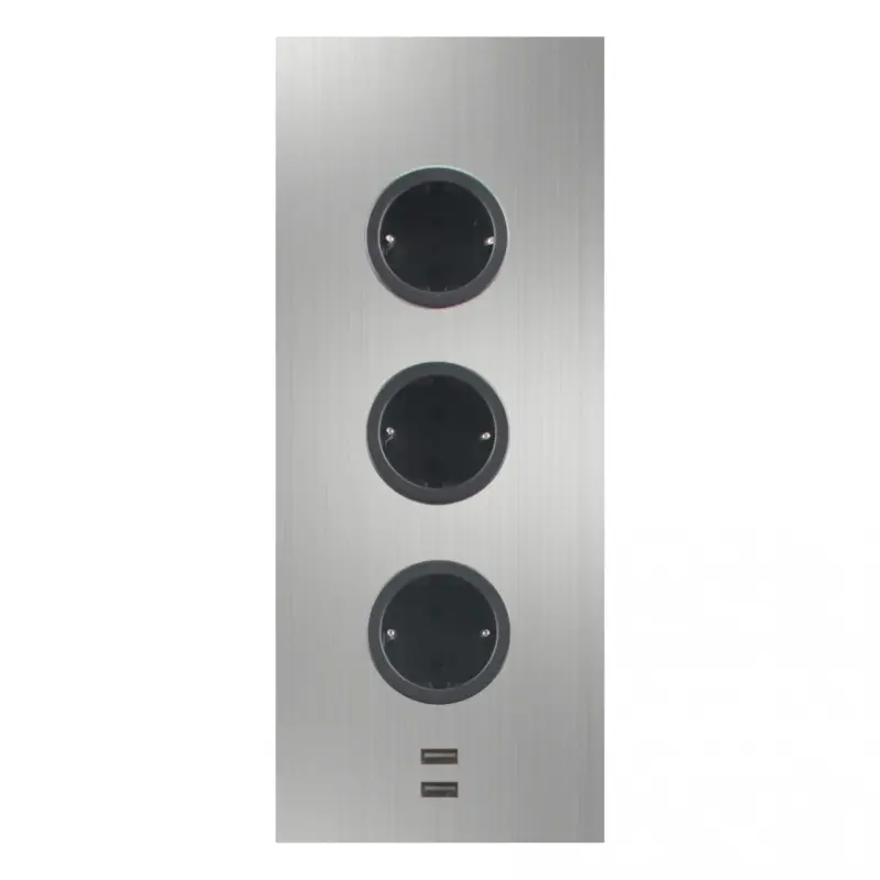 Indux Corner Colonne d'alimentation avec 3 prises de terre et 2 chargeurs USB en acier inoxydable 1208955897