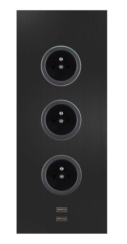 Indux Corner Colonne d'alimentation avec 3 prises de courant, mise à la terre et 2 chargeurs USB Noir 1208955898
