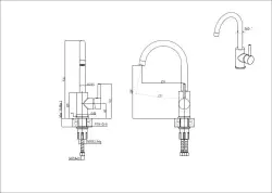 Quadri York mitigeur de cuisine PVD or mat avec bec pivotant 1208955905