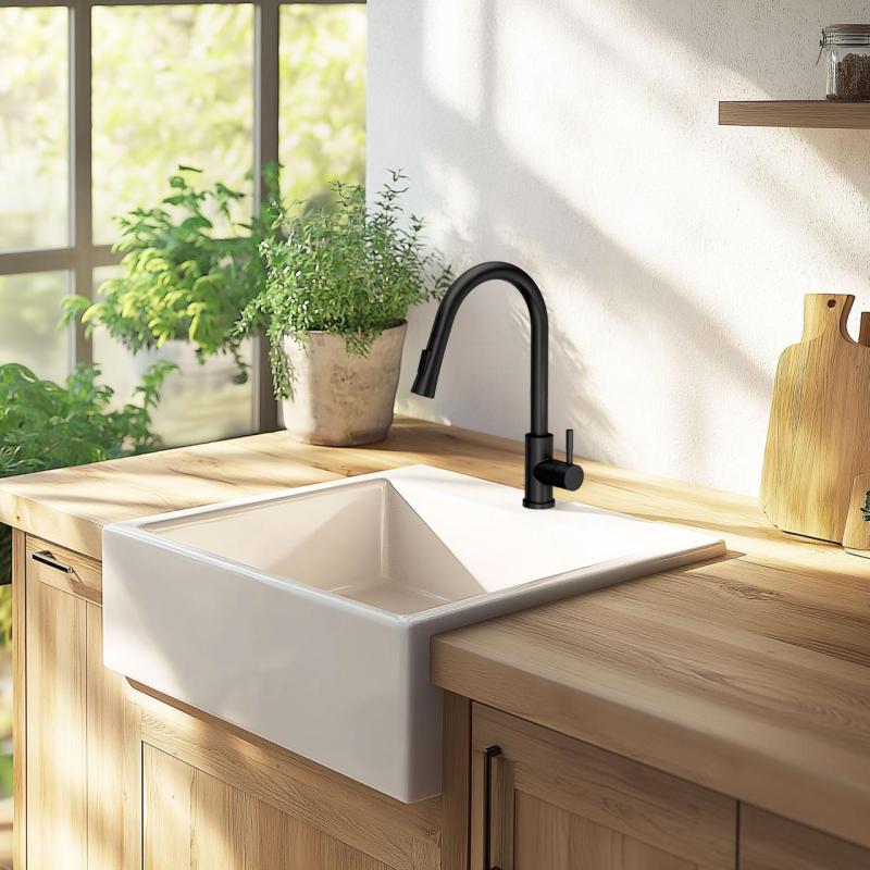 Quadri Leeds mitigeur de cuisine avec douchette extractible avec 2 réglages noir mat 1208955907