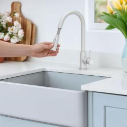 Quadri Leeds mitigeur de cuisine avec douchette extractible avec 2 réglages blanc mat 1208955908