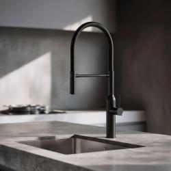 Quadri Stamford mélangeur de cuisine haut avec bec flexible noir mat 1208956079