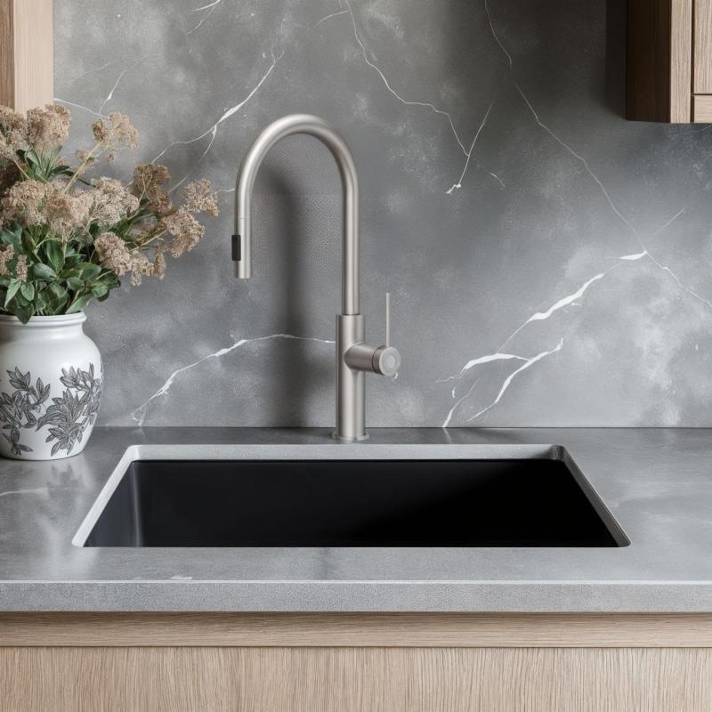 Quadri Retford mélangeur de cuisine en inox avec bec amovible et réglage de pulvérisation 1208956088