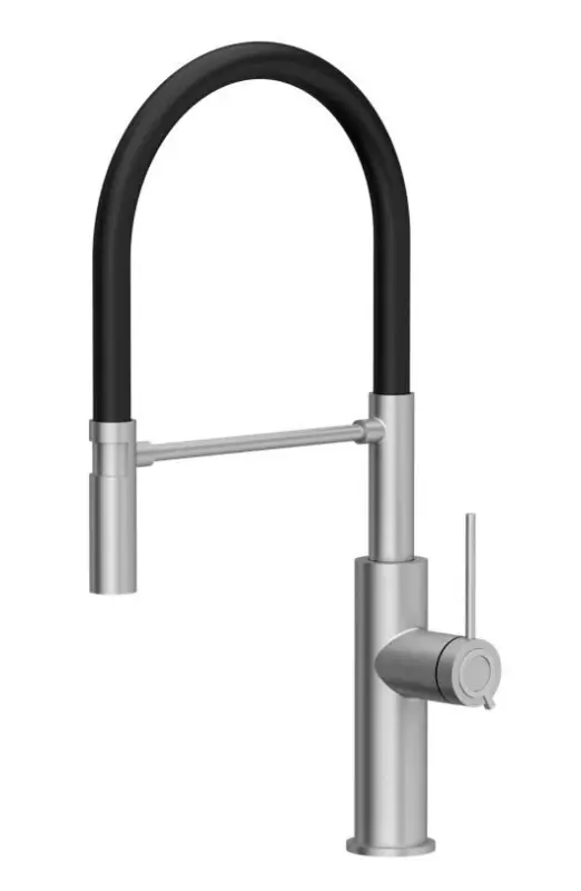 Quadri Retford mélangeur de cuisine en inox avec bec flexible noir 1208956089