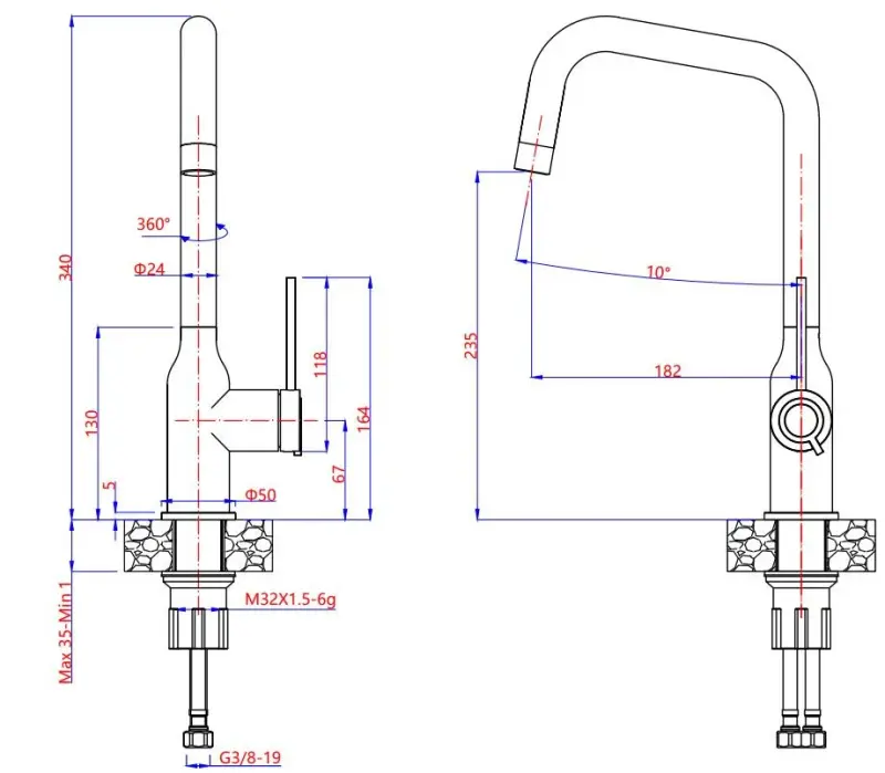 Quadri Stamford mélangeur de cuisine pvd or avec bec coudé orientable 1208956098