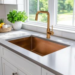 Quadri Stamford mélangeur de cuisine pvd cuivre avec bec coudé orientable 1208956099
