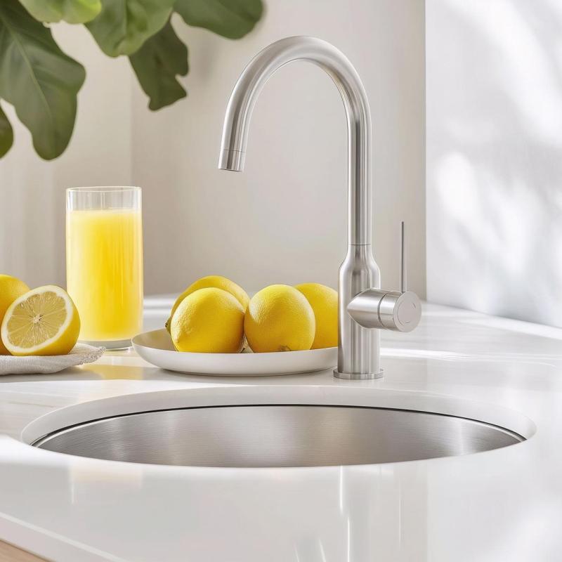 Quadri Stamford mélangeur de cuisine chromé avec bec rond rotatif 1208956110