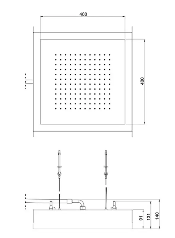 SB Rainbow Douche de pluie encastrée au plafond avec éclairage chromothérapeutique entièrement en inox 1208956230