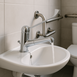 PB Clinic robinet de lavabo pour personnes handicapées avec levier long et bec extractible chromé 1208956272