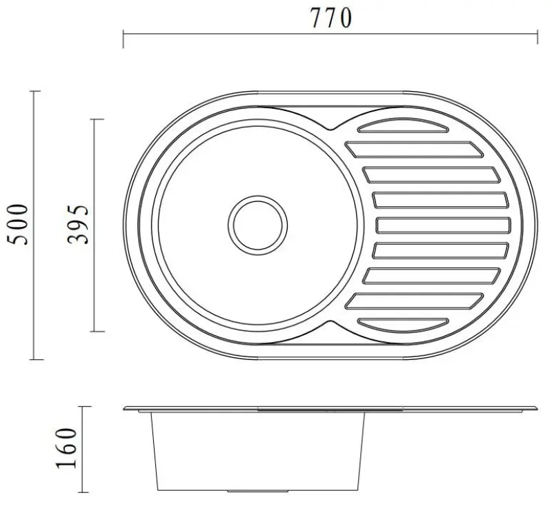 Aquadesign Evier inox Basic avec égouttoir réversible 77x50cm montage en surface 1208956287