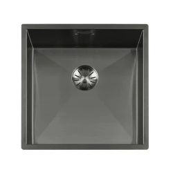 Lorreine 42WT-GunMetal évier inox GunMetal 42x42cm pour installation sur un plan de travail en céramique ou en pierre naturelle