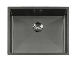 Lorreine 52WT-GunMetal évier en inox 52x42cm pour installation sur plan de travail en céramique ou en pierre naturelle