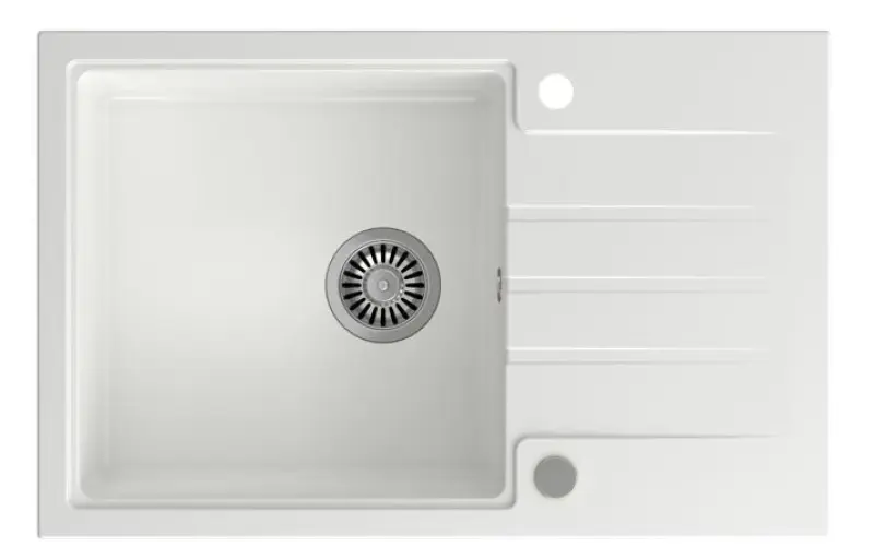 Quadri Cardigan évier à montage en surface en granit blanc avec égouttoir réversible 78x50cm 1208956310