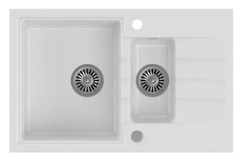 Quadri Cardigan blanc 1,5 granit évier à montage en surface avec égouttoir réversible 78x50cm 1208956312