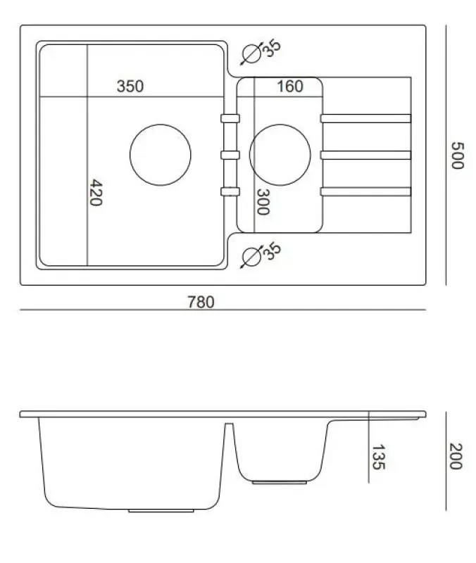 Quadri Cardigan noir évier à monter en surface en granit 1,5 avec égouttoir réversible 78x50cm avec panier pour bonde noir 1208956315