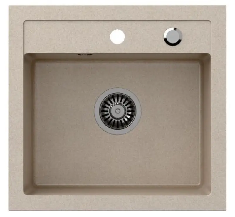 Quadri London granite sable beige évier 50x47 cm avec trou pour robinetterie montage en surface 1208956321