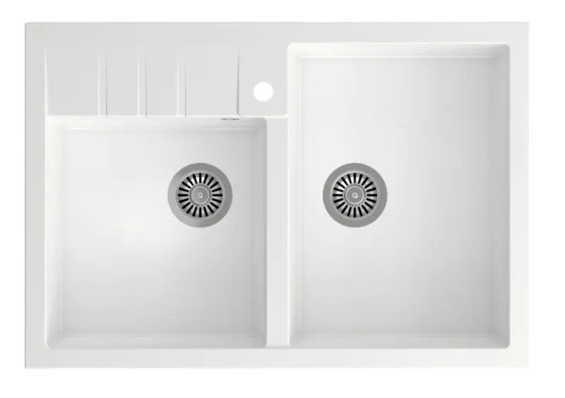 Quadri Minister Evier double blanc modèle rustique 90x62cm 1208956327