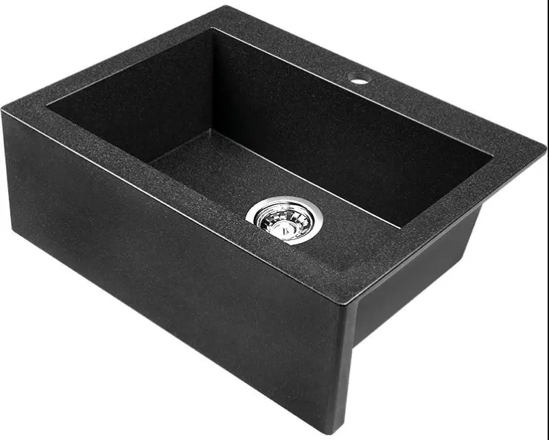 Aquadesign Farmhouse évier à tablier en granit à montage intermédiaire ou en surface anthracite 63x49cm 1208956330