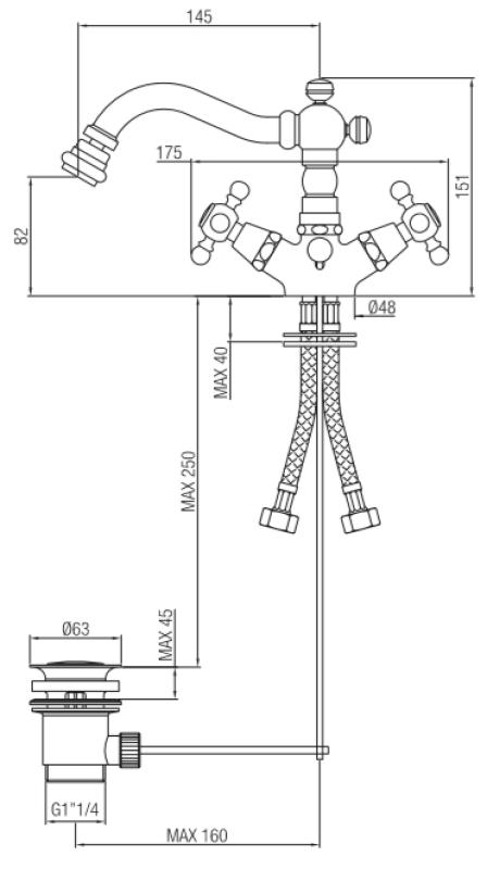 PB Classic Robinet de bidet avec bec de 145 mm Bronze