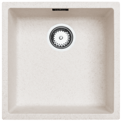 Évier crème sable 40x40cm sous plan avec bouchon en inox 1208956394
