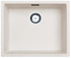 Évier crème sable 50x40cm sous plan, à fleur de plan ou en surface avec bouchon en inox 1208956399