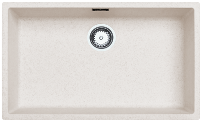 Grand évier blanc sable 70 x 40 cm, encastrable, à poser et à encastrer, avec bouchon en acier inoxydable 1208956404