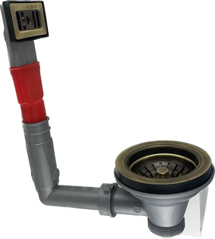 PB Classic Bronze Kit de vidage avec trop-plein pour évier de cuisine et panier pour bonde bronze verrouillable 1208956478