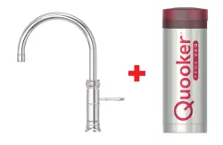 Quooker Classic Fusion Round Chrome PRO3 & CUBE Eau chaude, froide, bouillante, filtrée, froide, gazeuse 3CFRCHR+CUBE