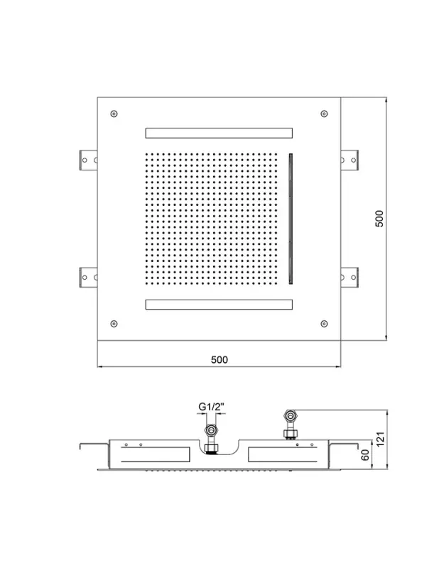 SB Square 316 Douche pluie encastrée Velvet Temptation avec chromothérapie LED et cascade en inox 1208956741