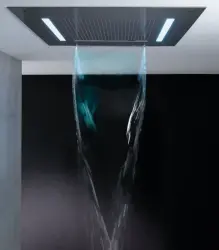 SB Square 316 Velvet Temptation douche pluie encastrée avec chromothérapie LED et cascade en PVD satiné gun metal 1208956746
