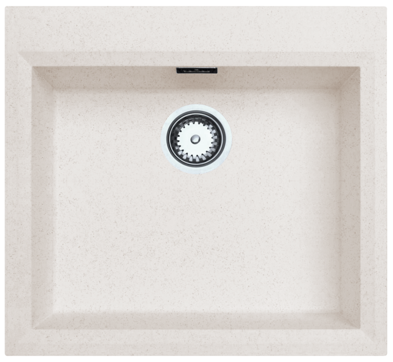 Évier à montage en surface crème sable 58x53cm avec espace  pour trou de robinetterie avec bouchon en inox 1208956773