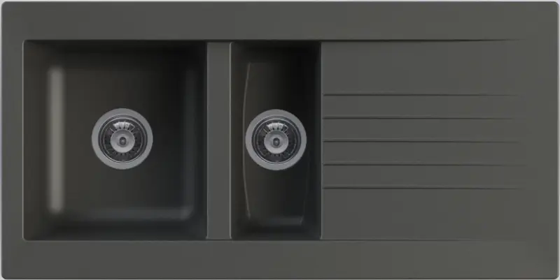 Ausmann Fibre 1,5 évier en plastique noir réversible avec égouttoir apparent 100x50 cm 1208956783
