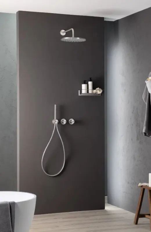 SB Set de douche encastrable rond en inox brossé 1208956785