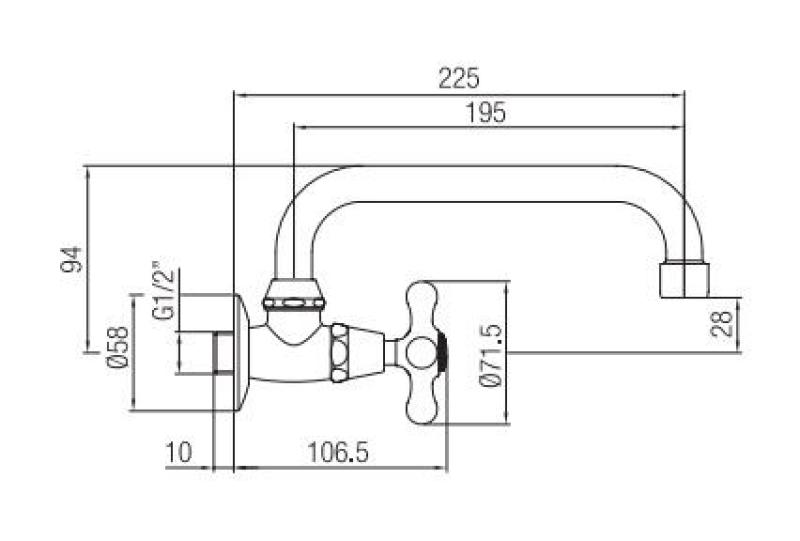 PB Classic Robinet mural de lavabo avec manette croisillon eau froide et bec pivotant Acier inoxydable 1208956898