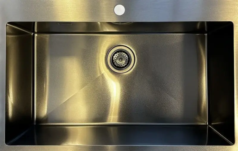 Ausmann Turt grande évier en métal de couleur ardoise PVD anthracite PVD 79x50mm avec trou de robinet sous-évier, installation à fleur et surélevée 1208956940