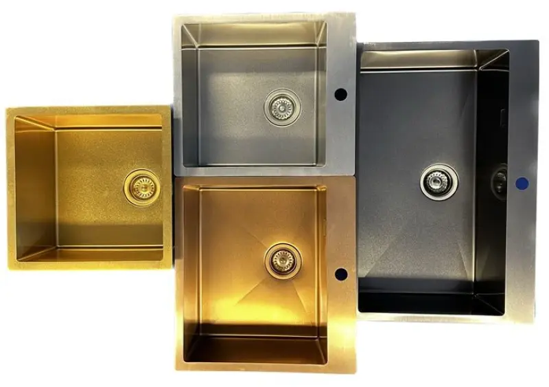 Ausmann Turt gold évier avec égouttoir à droite 780x500mm montage à fleur de plan de travail ou en surface 1208956952