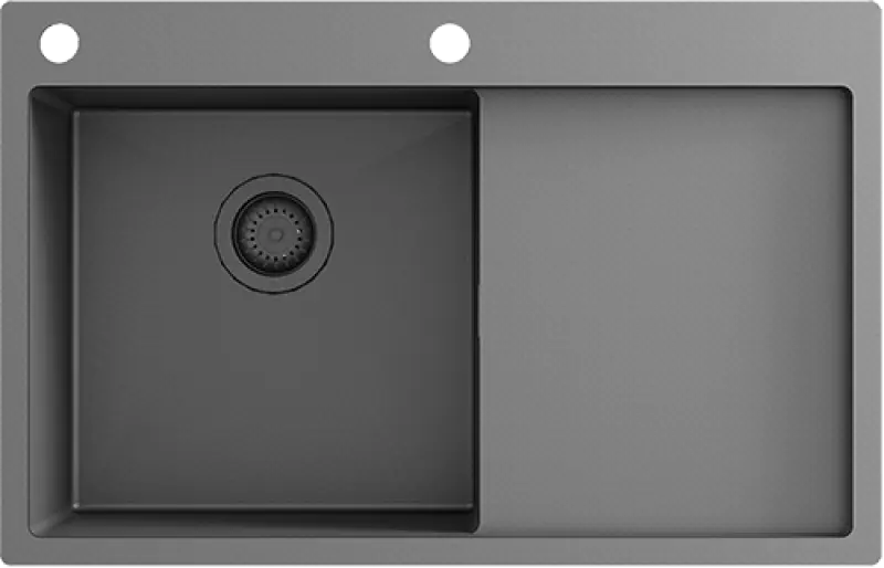 Ausmann Turt évier en métal gun avec égouttoir à droite 780x500mm montage à fleur de plan de travail ou en surface 1208956953