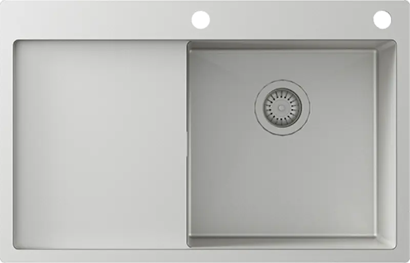 Ausmann Turt évier en inox avec égouttoir à gauche 780x500mm montage à fleur de plan de travail ou en surface 1208956957