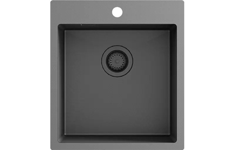 Ausmann Turt évier en métal gun 450x505mm avec trou de robinetterie pour montagesous plan, à fleur de plan ou en surface 1208956960
