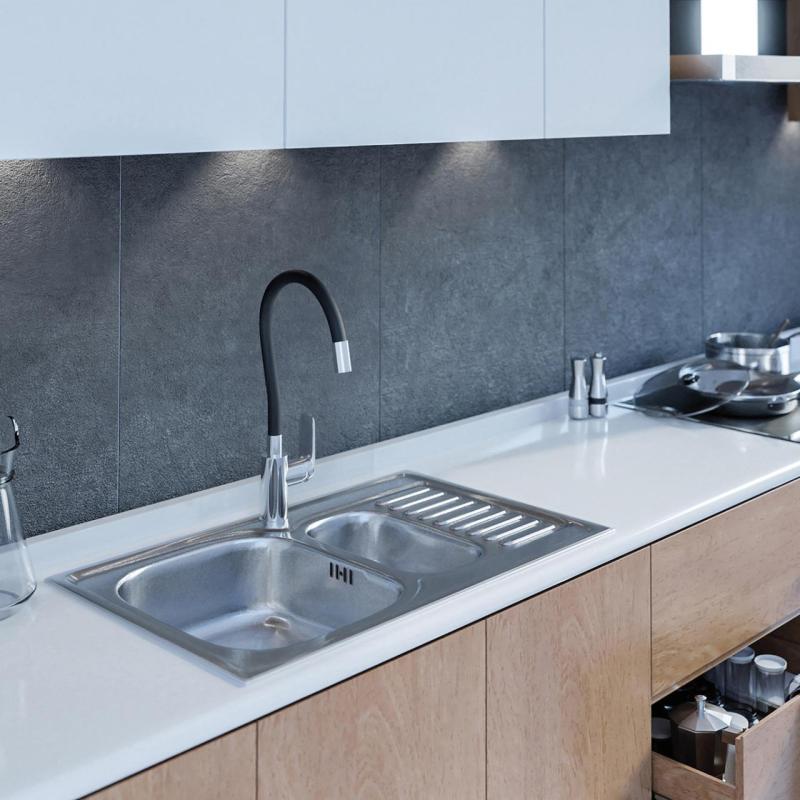 Ausmann Basic inox 1.5 évier à à montage en surface avec égouttoir réversible 78x50 cm avec siphon