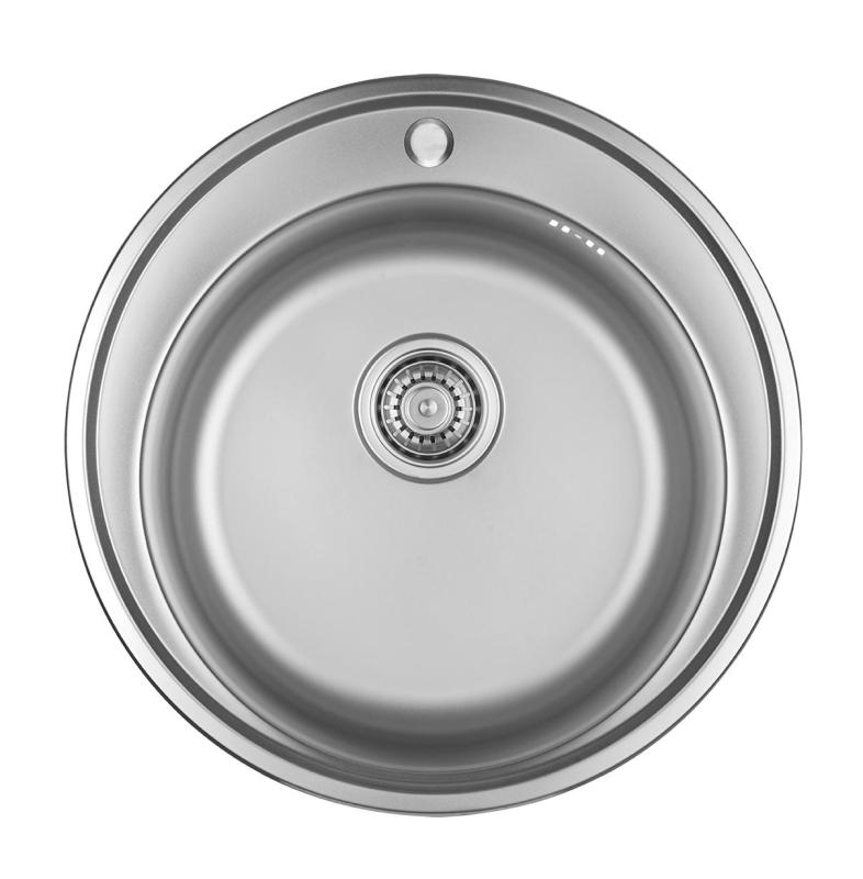 Ausmann Basic inox évier rond à montage en surface avec trou de robinet 51 cm siphon inclus 1208956976