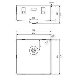 Lorreine Slim 40SL1016 Évier 40x40cm à fleur de plan de travail en inox
