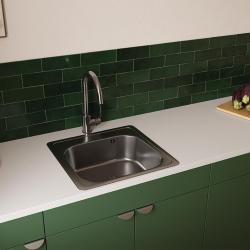 Ausmann Basic évier à montage en surface en inox 48x48 cm avec espace pour trou de robinet, siphon incl. 1208957000