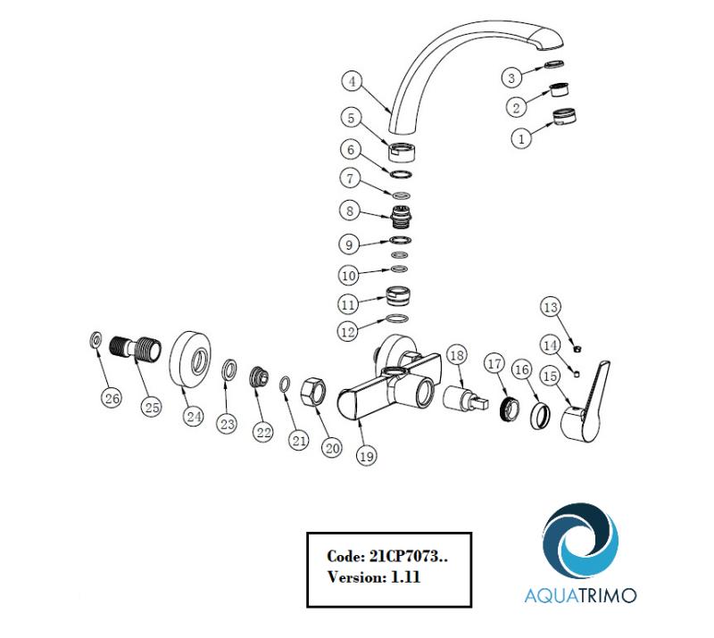 AquaTrimo Chopin Robinet mural de cuisine avec sortie sur le dessus noir mat 21CP7073SW
