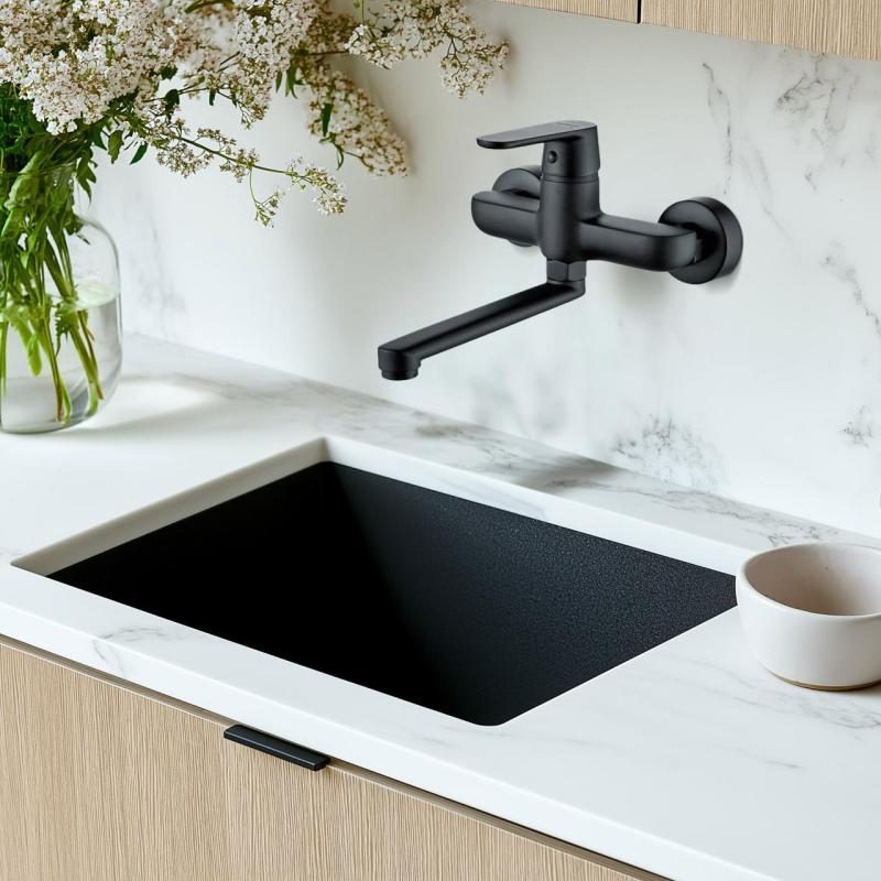 AquaTrimo Chopin noir mat Robinet mural 21CP7075SW